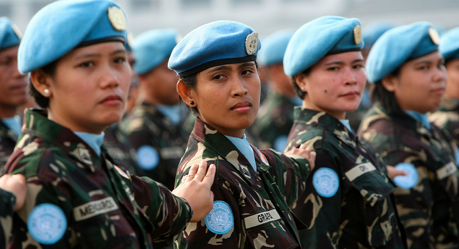 Women peacekeepers from the Philippines heading off to missions in Haiti and Liberia, credit EPA-EFE