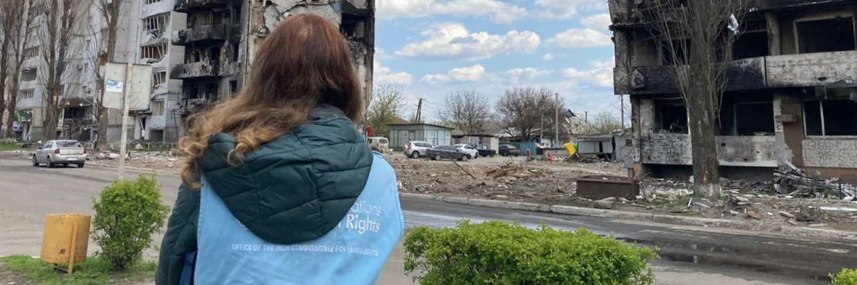 Un immeuble détruit à Borodianka, dans la région de Kiev © HCDH