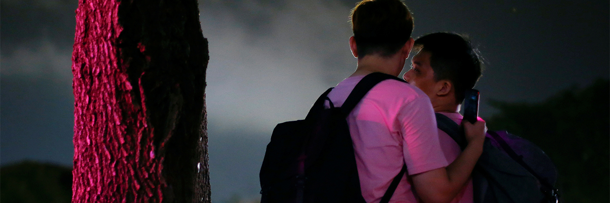 A couple attends an annual event organised in support of the LGBT community in Singapore in 2019.  © Reuters