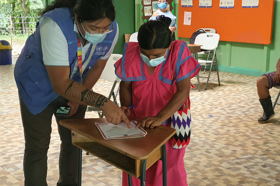 In September 2021, González Gómez visited the Abrojo Montezuma Ngäbe Territory as an Observer for the National Indigenous Policy Government consultation. © OHCHR