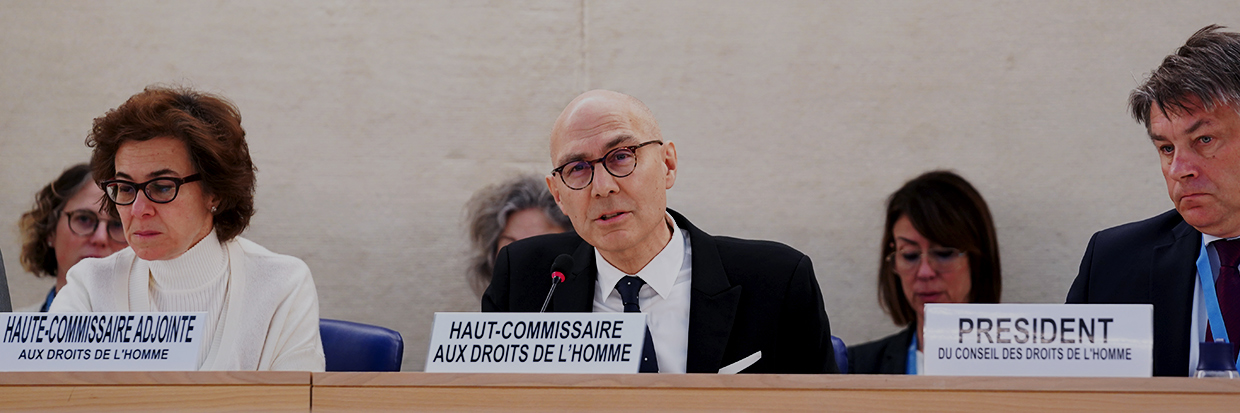 Le Haut-Commissaire des Nations Unies aux droits de l’homme fait le point sur la situation mondiale lors de la 52e session du Conseil des droits de l’homme, Salle 20 du Palais des Nations, le 7 mars 2023 à Genève, en Suisse. © HCDH Anthony Headley.