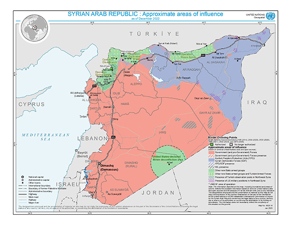 Syrian Arab Republic: timeline of approximate areas of influence as of December