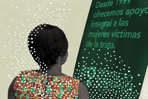 Illustration by Vérane Cottin, photograph by Proyecto Esperanza-Adoratrices