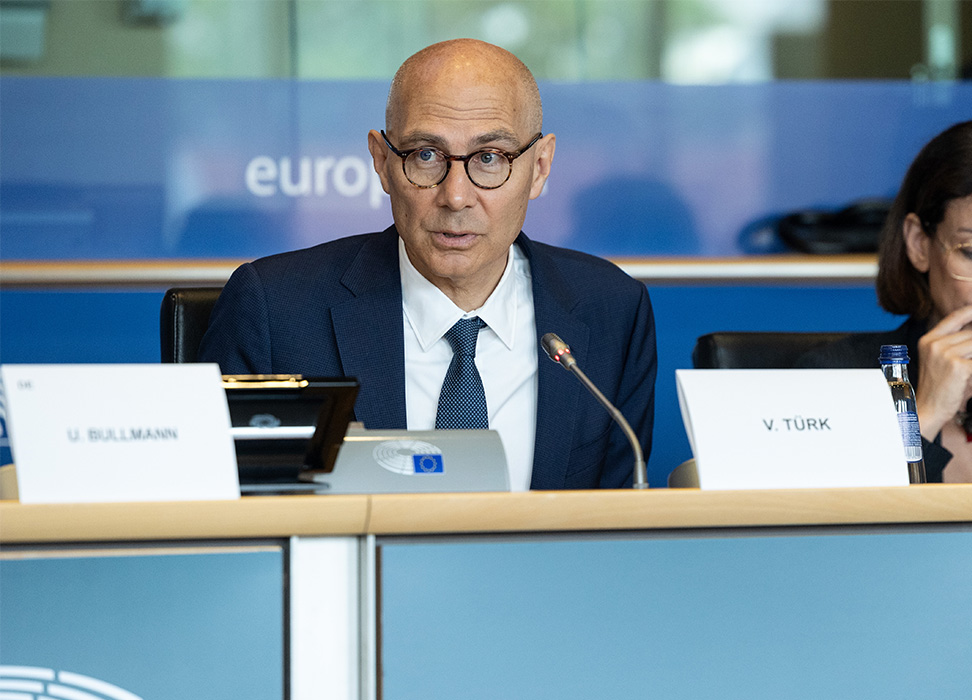 High Commissioner Volker Türk speaks to members of European Union Parliamentary Committees, credit: European Union Photo