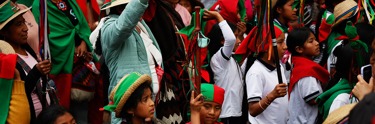 Indigenous Peoples and movements for social justice from across Colombia demonstrate together for justice and peace. © Juancho Torres / Anadolu Agency