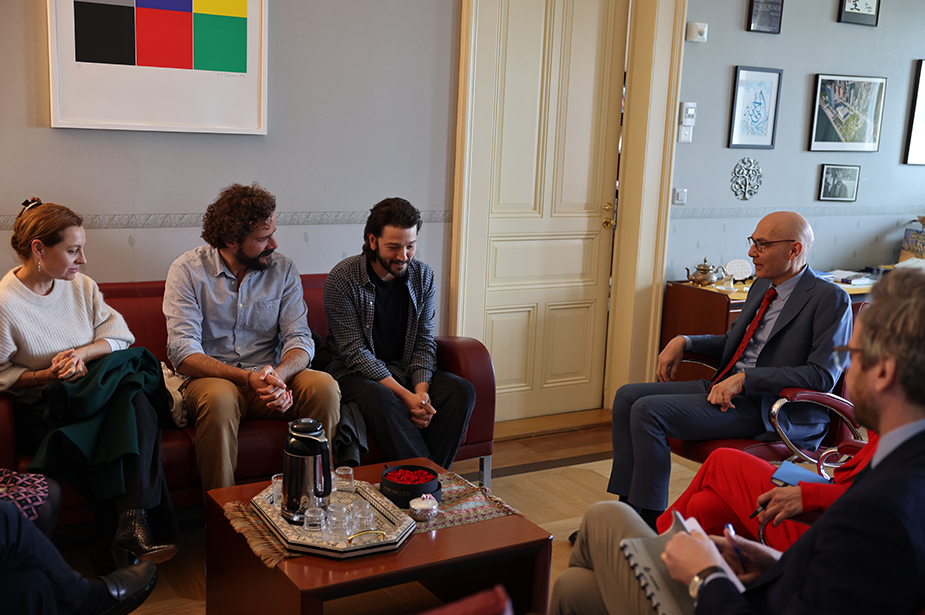 Diego Luna and Santiago Maza meet with Volker Türk. © OHCHR/Petre Oprea