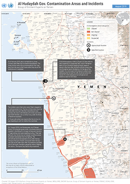 Al-Hudaydah Gov. Contamination Areas and Incidents, August 2019