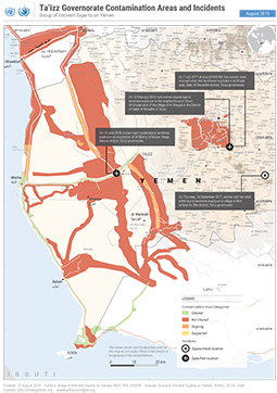 Ta’izz Governorate Contamination Areas and Incidents, August 2019