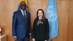 Le Président du Conseil des droits de l'homme, Coly Seck . rencontre la Présidente de l'Assemblée générale des Nations Unies