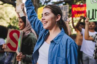 A young woman at a protest. © Getty