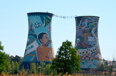 Twin Towers: Decorated water towers serve as an emblematic icon of Soweto township, just outside Johannesburg in South Africa. Credit: Michael Schofield/Unsplash