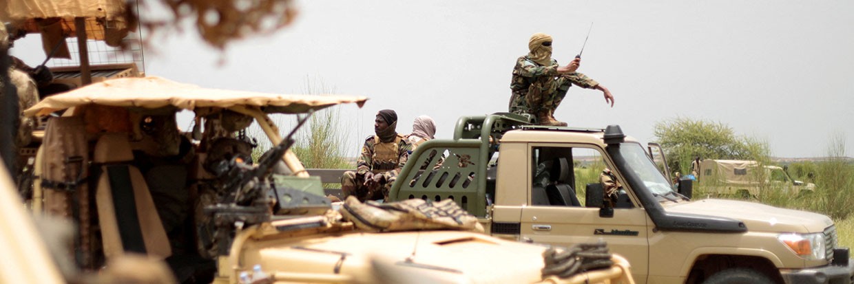 Malian soldiers are pictured during a patrol with soldiers from the new Takuba force near Niger border in Dansongo Circle, Mali August 23, 2021. Picture taken August 23, 2021.