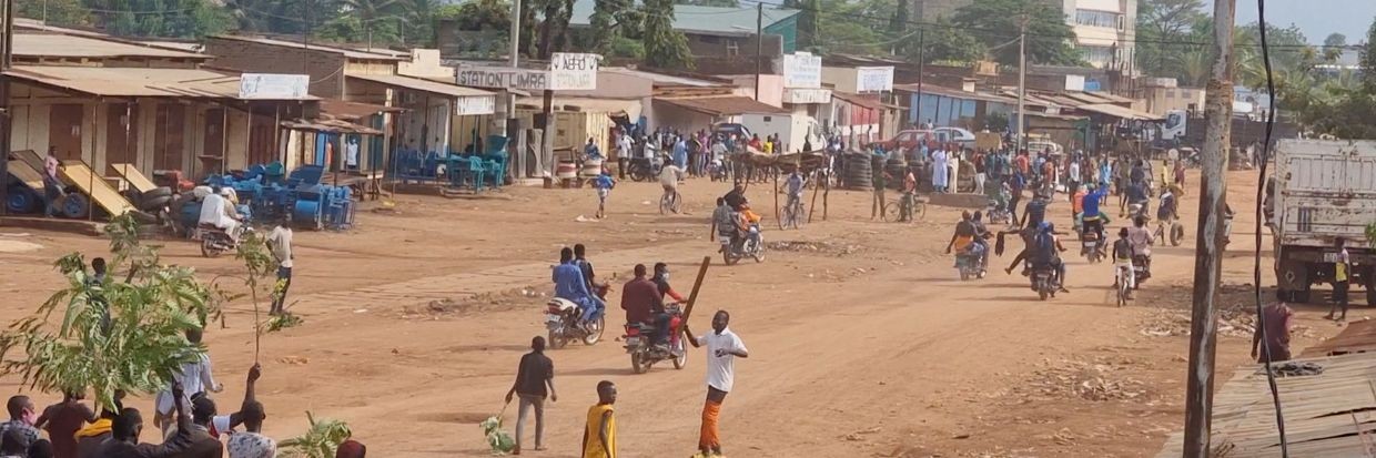 People ride bikes as they protest in Moundou, Chad, October 20, 2022 in this picture obtained from social media © Hyacinthe Ndolenodji/via REUTERS