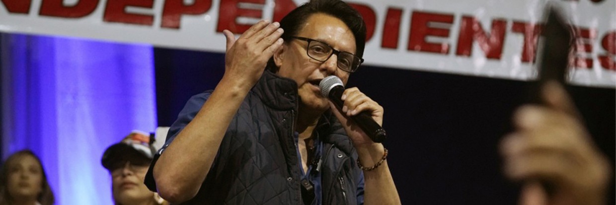 Presidential candidate Fernando Villavicencio participates in a campaign rally, minutes before being shot to death, in Quito, Ecuador, 09 August 2023.  © EPA-EFE/STRINGER