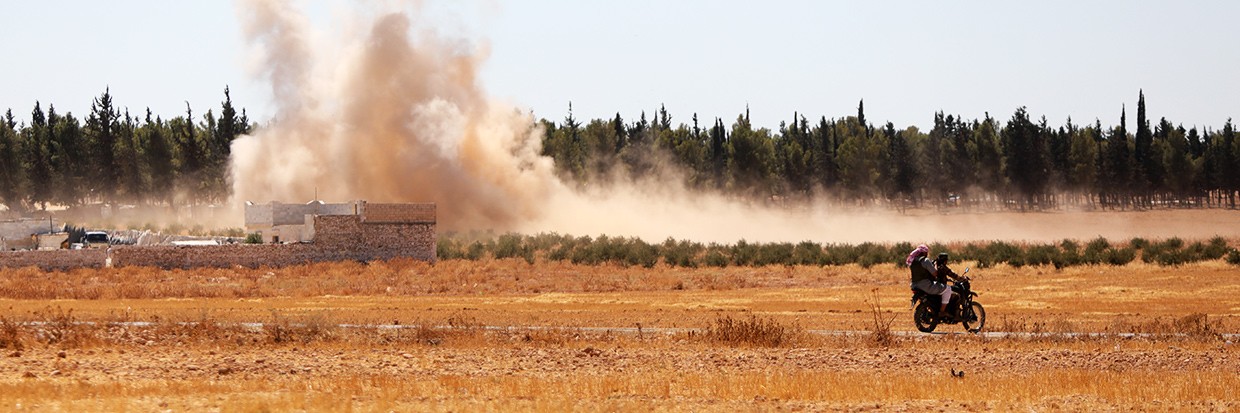 Affrontements dans la zone rurale de Manbij, en Syrie, le 6 septembre 2023. Bekir Kasim / Agence Anadolu Agency