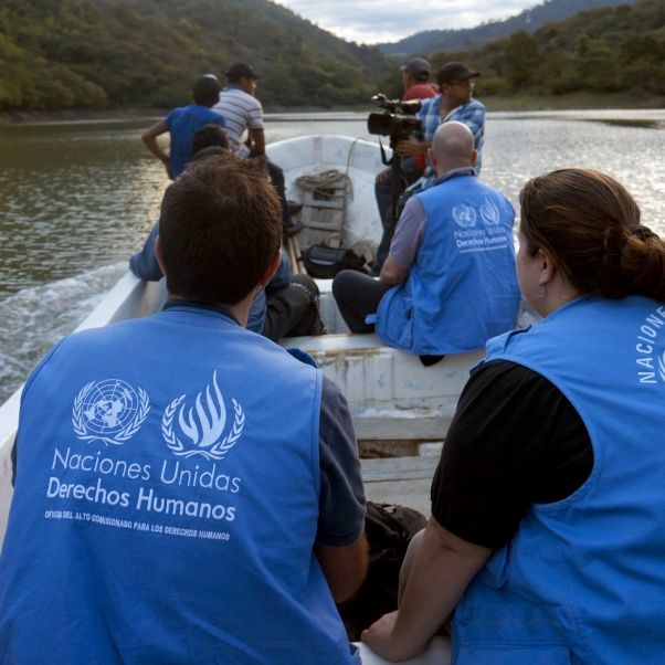 OHCHR team on a boat