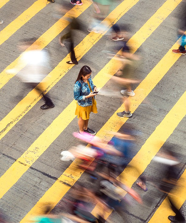 Woman in a crowd