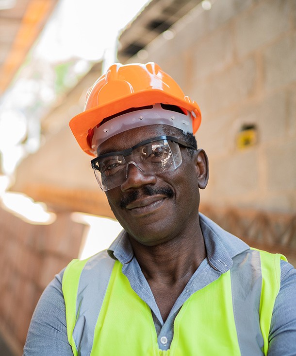 A man in a hard hat.