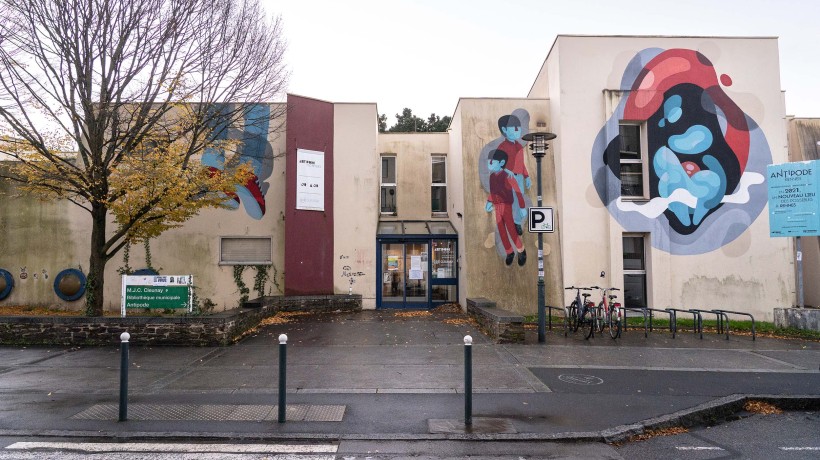 The entrance of a community building