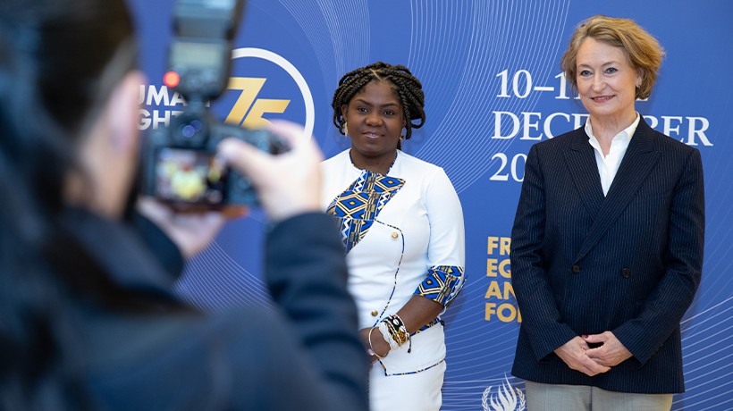 Colombia's Vice President Francia Márquez Mina and UN Assistant Secretary-General for Human Rights Ilze Brands Kehris during the high-level event to commemorate the 75the anniversary of the Universal Declaration of Human Rights. © UN Photo/Elma Okic