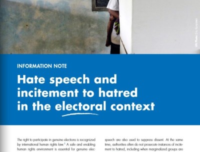 Cover: Hate Speech and Incitement to Hatred in the Electoral Context